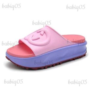 Pantoufles à plateforme Macaron G, Version haute, grande taille, tongs, chaussures de plage pour femmes, nouvelle ligne d'été, T240320, 2024