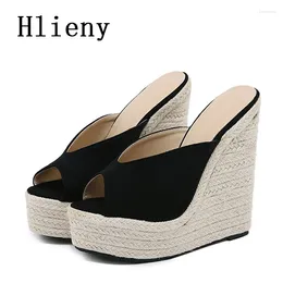 Slippers Hlieny 2024 Summer Casual Cozy Platform Cendages Talons Ladies Fashion Peep Toe Roman Women's Sandals Shoe Taille 35-42