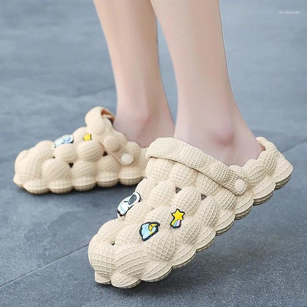 Zapatillas Casa Moda Pareja Verano Casual Lychee Ball Plataforma antideslizante Baño Diapositivas Zapatos para hombres Mujeres Luz EVA