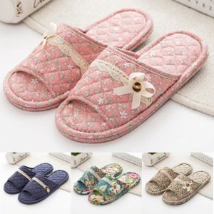 Slippers thuis slippers voor mannen dames katoenen stof familie hotels schoenen bloemen bloem dames sandalen mannelijke binnen slaapkamer vloer platte schuifregelaars