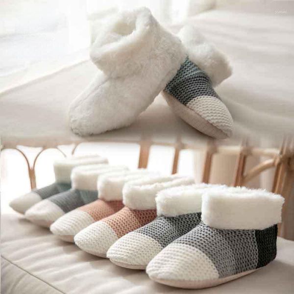 Pantoufles Maison Fluffy Pantoufle Chaussette Femmes Hiver Furry Contton Chaud En Peluche Antidérapant Grip Semelle Intérieur Maison Femme Fuzzy Chaussures Dames