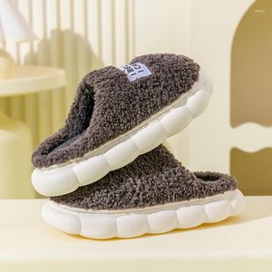 Zapatillas hogar cálido tendencia coreana hombres invierno felpa interior hogar suela gruesa suave pareja antideslizante zapatos de algodón duraderos