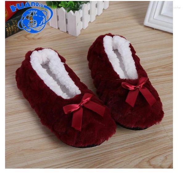 Slippers Huanqiu automne et hiver dames basses fond sans glissement épaississement du mois de chaussures de sol