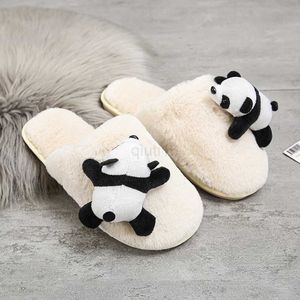 Zapatillas de casa Hug Panda para mujer, niño, invierno, felpa, zapatos de suelo para interiores, chanclas, familia de padres e hijos, lindo Panda