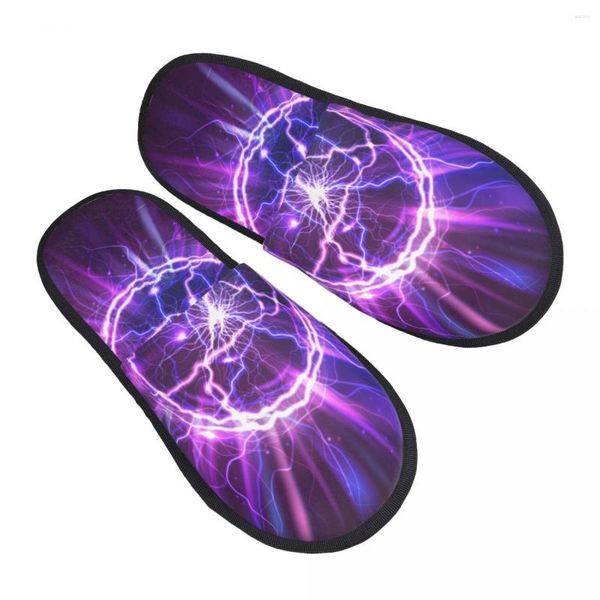 Chaussons Indoor Electric Ball Abstract Plasma Sphere Warm Winter Home Plush Fashion Soft Fluffy