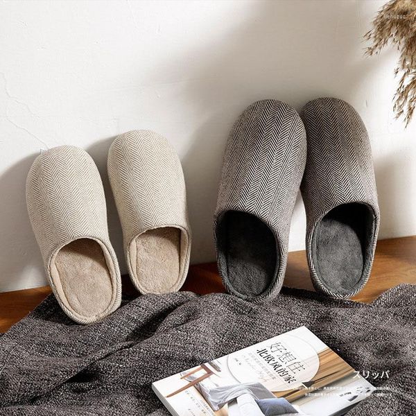 Pantuflas de interior para mujer, casa de invierno de felpa corta para hombre, cálida, cómoda, ligera, suave, Simple, antideslizante, para parejas