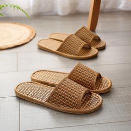 Slippers indoor lente en zomer heren dames huis houten vloer paar non slip platform linnen schoenen pantoufles chanclas