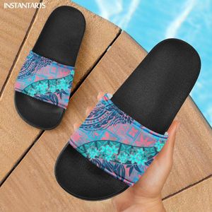 Slippers instantarts Vintage Samoan Old Teal Tapa Pattern Flip Flop For Women Brand Designer Girls Girls Travel Beach Slipper Licht