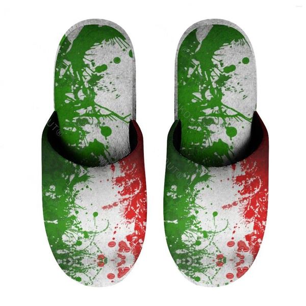 Zapatillas Bandera De Italia (9) Algodón Cálido Para Hombres Mujeres Suela Gruesa Suave Zapatos Esponjosos Antideslizantes Sandalias De Interior Para Casa