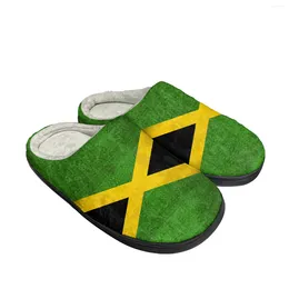 Pantoufles drapeau jamaïcain maison coton personnalisé hommes femmes sandales jamaïque peluche chambre décontracté garder au chaud chaussures pantoufle thermique