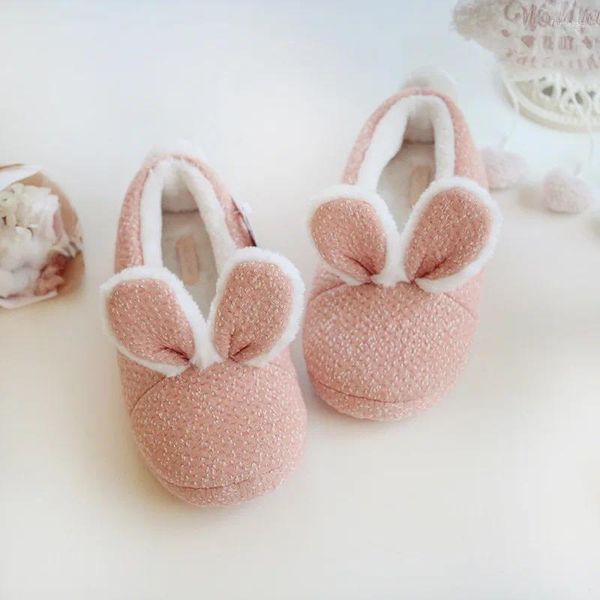 Pantoufles japonaises en polaire, chaussures d'hiver pour la maison, chaussures plates de noël pour chambre à coucher, antidérapantes, peluche Kawaii, caoutchouc d'intérieur