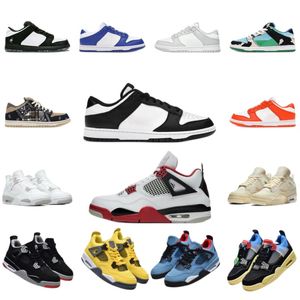 Chaussons jumpman 4s chaussures de basket baskets pandas noir blanc gris brouillard chicago UNC feu rouge noir chat noir voile blanc oreo argent pur moka foncé bleu universitaire