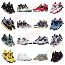 Chaussons jumpman 4s chaussures de basket-ball pour hommes baskets pour femmes feu rouge noir chat noir voile blanc oreo tatouage argent pur moka foncé université bleu élevé goyave glace gris froid