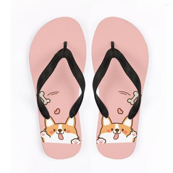 Pantoufles Kawaii chien imprimé tongs dessin animé animal de compagnie loisirs été pour femmes marque plage chaussures plates personnalisé Chanclas 2023