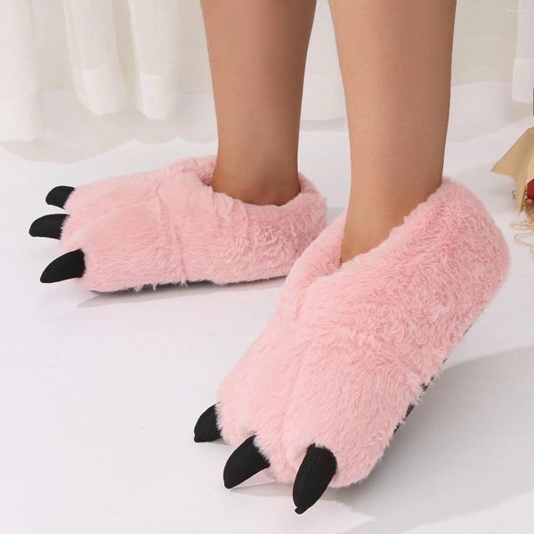 Slippers Kids Adults Animal Kigurumi Cosplay Cartoon Chaussures 2024 Hiver drôle couverture talon chaleureux chambre confortable