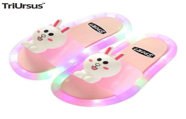 Pantoufles enfants sandales d'été lumineuses pour enfants pour fille garçon éclairage visage d'animal tongs de dessin animé à fond souple 2109087809925