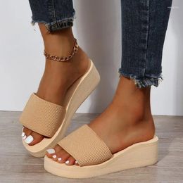 Pantofole Zeppe lavorate a maglia Donna Estate Piattaforma robusta Sandali con zeppa Sandali Donna Suola spessa leggera Scarpe da spiaggia Sandalias De Mujer