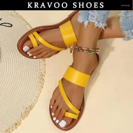 Slippers Kravoo Summer Sandals plats solides Fashion Open Open Outdoor Beach Beach Women's Chaussures plus taille Zapatos de Mujer