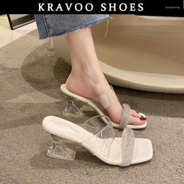 Slippers Kravoo Women Chaussures Transparents High Heels Female Sandales en plastique Sandales Narrow Band Besk Summer Summer 2024