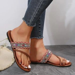 Slippers damesschoenen 2024 Griekse stijl boho flip flop sandalen streetwear mode dames zomer ademende open teen