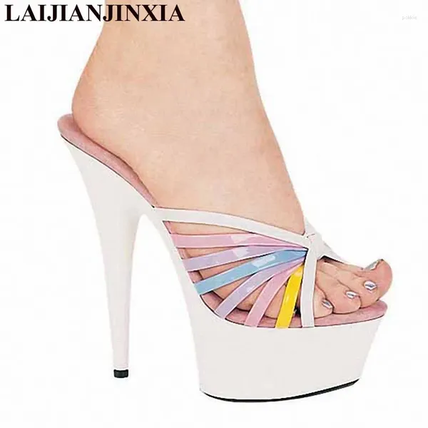 Slippers Laijianjinxia 15cm High Heels Club Night Chaussures Sexy Pole Dancing Plateforme de fête pour femmes