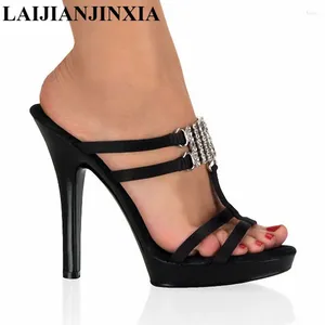 Slippers Laijianjinxia 2024 13cm talons hauts Plump Crystal Sexy Special Stripper chaussures plate-forme de femme N-019