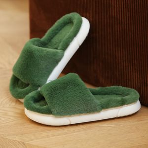 Pantoufles loisirs temps femme hiver garder au chaud gris vert daim antidérapant mignon fond doux coton vadrouille garder au chaud chaussures en peluche pantoufles taille 36-41