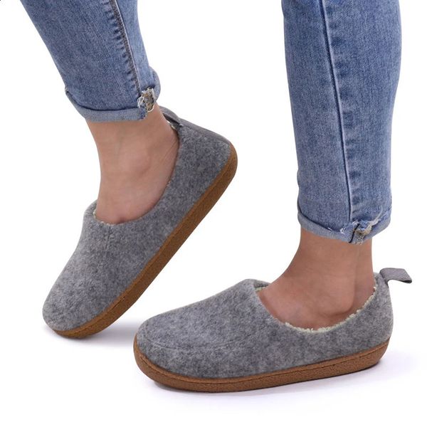 Pantoufles Litfun fourrure coton pantoufles hiver chaud femmes hommes maison feutre confortable chaussures intérieur semelle souple antidérapant diapositives en peluche talon enveloppement pantoufles 231219