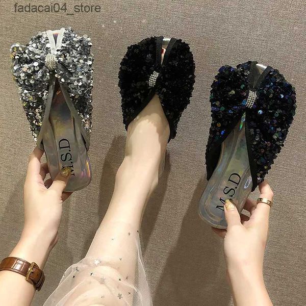 Zapatillas bajas zapatillas mujeres mocasines de verano zapatos femeninos cubierta toboganes moda suave 2022 plana de lujo bling goma PU mocasines básicos bajos Q240221