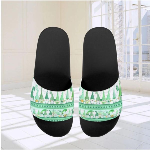 Pantoufles Lucky Green Irish Gnome Imprimé Kawaii Kawaii Home Soft Lightweight Salle Sandals Fashion Sandals St. Patrick Gift