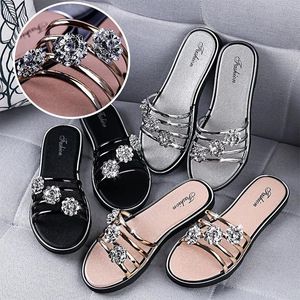 Slippels luxe strass Design slippers dames sandalen clip teen dames kristal zomer sandaal glijbanen strandschoenen