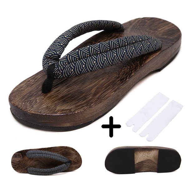 Zapatillas hombre de madera al aire libre ropa de playa chanclas zuecos tradicionales japoneses Geta Kimono Samurai Cosplay Paulownia zapatos planos 230419