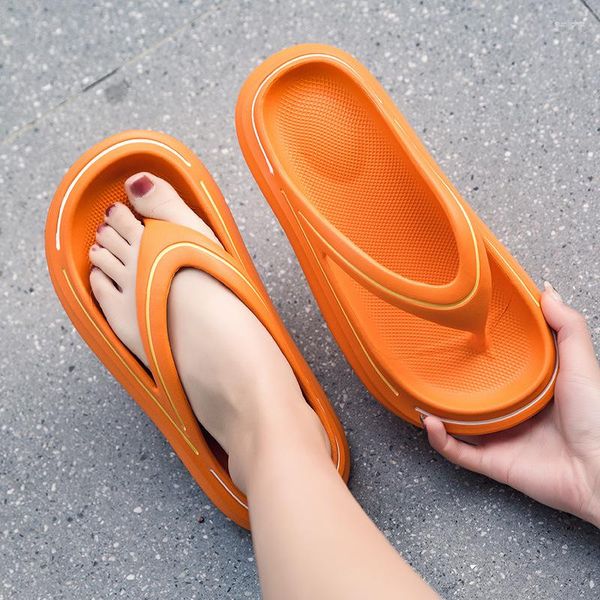 Zapatillas Maogu, sandalias de playa deslizantes de verano, EVA antideslizantes para mujer, zapatos de pareja para mujer, chanclas de Tanga de fondo grueso para exteriores