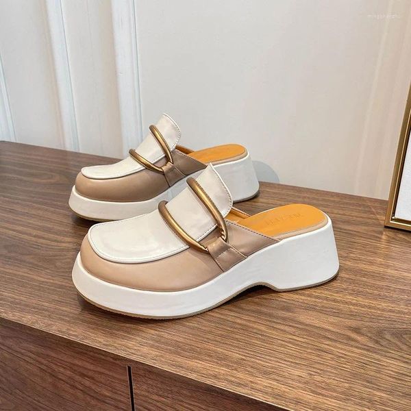 Zapatillas Mary Jane Zapatos Verano Suela gruesa Medias sandalias para mujeres Uso externo Baotou Matsuke Tacón alto Muller