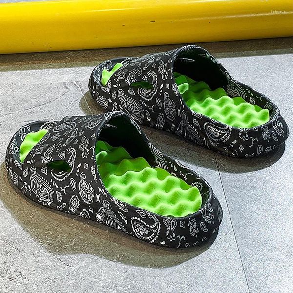 Zapatillas hombres chanclas zapatos de verano sandalias estampadas tendencia antideslizante mujeres diapositivas pareja moda hombre masaje playa calzado