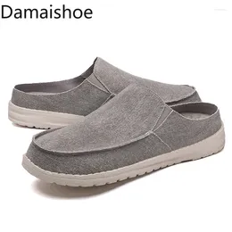 Slippers Chaussures en toile pour hommes Sandales respirantes décontractées Toe Automne et hiver Confort Simple Slipper Lazybones 'Slides extérieures plus taille 48