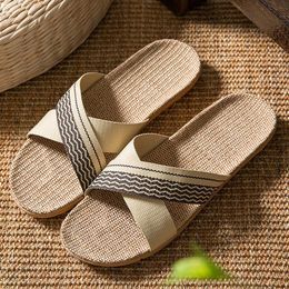 Slippers heren pantoffels Summer Home Couple Indoor Linnen Cross Daily zapatillas casa hombre 230707