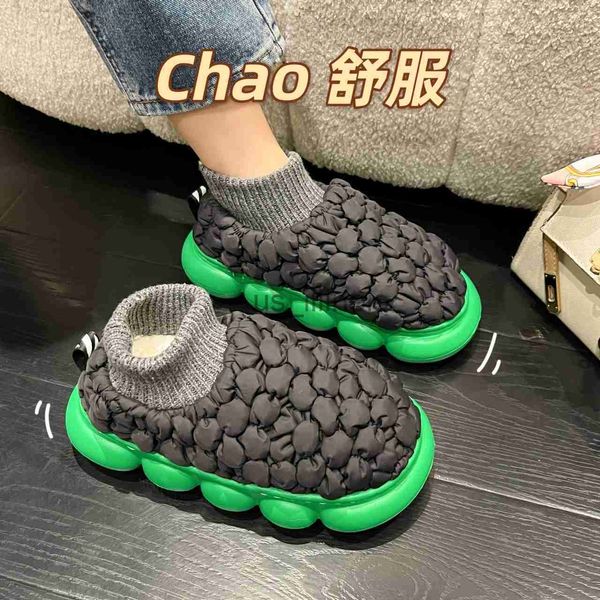 Zapatillas hombres zapatillas invierno cálido abajo tela diseñador mujeres interior hogar zapatos de algodón hombre bolas frescas EVA suave suela casual pareja calzado J231108