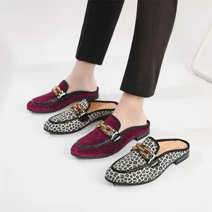 Pantoufles hommes été chaussures de velours mode fête et Banquet robe masculine hommes Slip-on Mule sandales mocassins