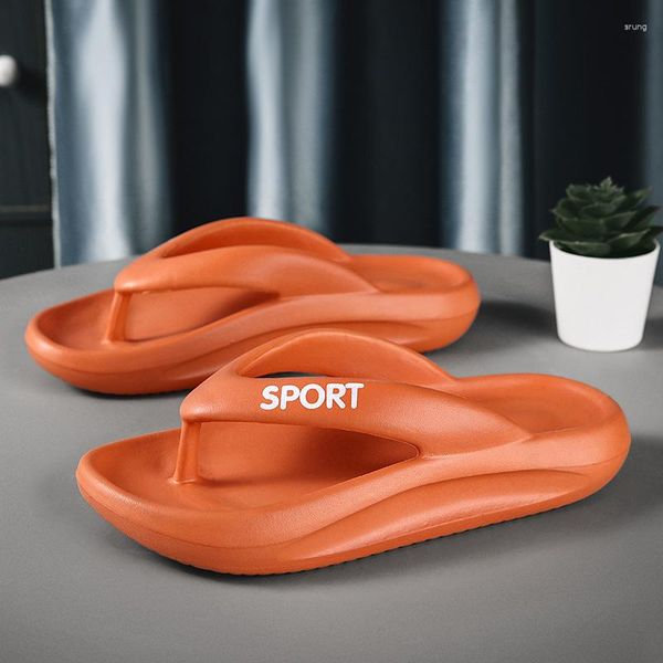 Pantoufles hommes plate-forme épaisse string tongs été semelle souple plage diapositives nuage oreiller extérieur sandales antidérapant salle de bain maison chaussures