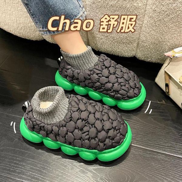 Slippers hommes hiver chauds du tissu concepteur femme intérieure maison coton chaussures homme homme cool boules eva semelle douce couple de chaussures