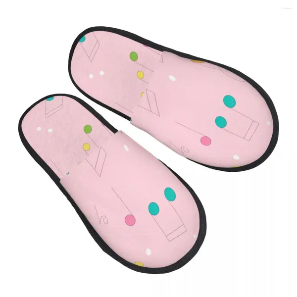 Pantoufles hommes femmes en peluche rose intérieur pentagrams notes de musique chaudes chaussures douces chaussures à la maison automne hiver 2024