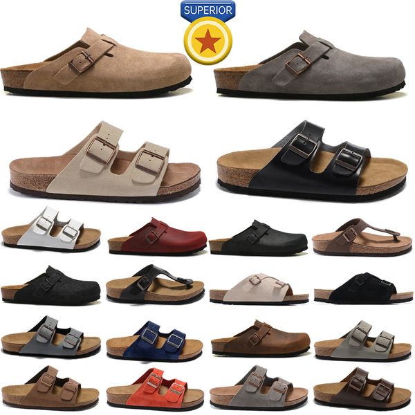 Zapatillas Hombres Mujeres Sandalias Diapositivas Zapatilla Plantilla suave Uede Cuero Hebilla Correa Zapatos Zuecos Zapatillas Césped