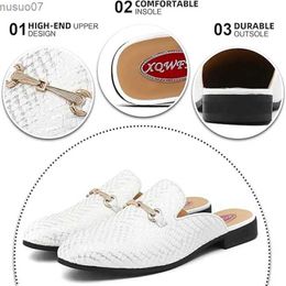 Slippels Heren Casual Designer Shoes met platte en comfortabele zachte zolen Zomer semi -slider ondiepe mond Loafersl2403