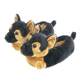 Slippers Millffy Klassieke Duitse herder pluche hond dier zwart en bruin kostuumschoenen 230830