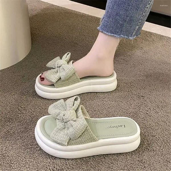 Zapatillas menta verde altura creciente zapatos vintage para mujer sandalias para la habitación de algodón marido zapatillas deportivas 2024 al aire libre