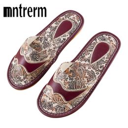 Slippers mntrerm veer geprinte retro home lederen binnen voor zomer houten vloer antislip 230417