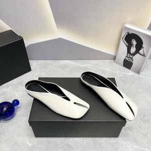 Pantoufles modernes 2023 femmes marque Mules en cuir véritable tongs chaussures de plage taille 35-40 été