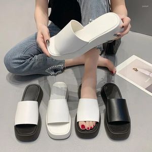 Zapatillas Mr Co Mujer Plataforma de tacón alto grueso Fuera de verano Moda Esponja Sandalias planas Zapatos de playa simples Chanclas