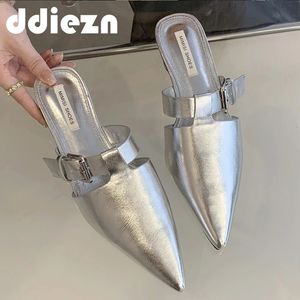 Slippers Muilezels Vrouwen Hakken Mode Casual Slides Moderne Sandalen Vrouwelijke Schoenen Voor Dames Buiten Puntschoen Met Schoenen 240223